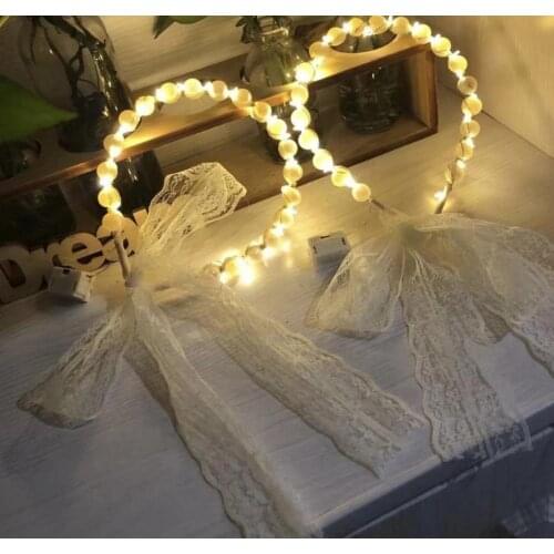 Light Up Pearl Lace Headband Color Changing LED Hairband Glowing Hair Hoop Party Headwear Accessories 50pcs/lot