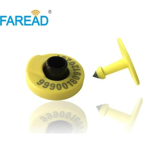 Wholesale x100 pairs animal ID round ear tag for cow,cattle,pig,sheep RFID animal identification visual tag HDX standard