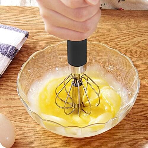 Kitchen Semi-automatic Mixer Egg Beater Manual Self Turning Stainless Steel Whisk Hand Blender Egg Cream Stirring Kitchen Tools
