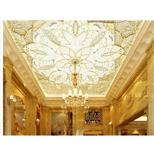 Custom photo wallpaper 3 d ceiling wallpaper murals European flower ceiling zenith mural wall papers for living room decoration