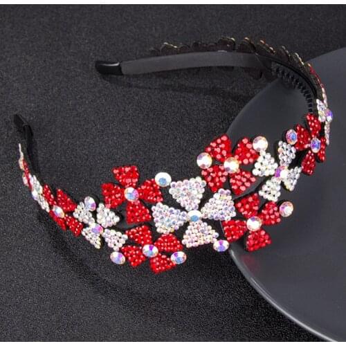 Sweet Fashion Hollow Flowers Head Wear Headband for Women Rhinestone Non-slip Border Girl Hairpin Fancy Hair Accessories Gift