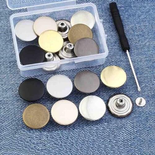 10pcs Screw-free Jeans Buttons Adjustable Detachable Buttons Change Pants Waist Circumference Waist Buckle Set With Box
