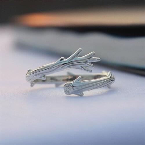 Season Gate 925 Sterling Silver Simple Personality Creative Fresh Tree Branch Adjustable Size Open Ring SR153