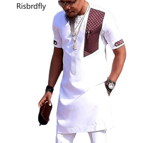 S-4XL 2021 New Summer Fashion African Men White Plus Size Shirts African Clothes for Men African Clothing