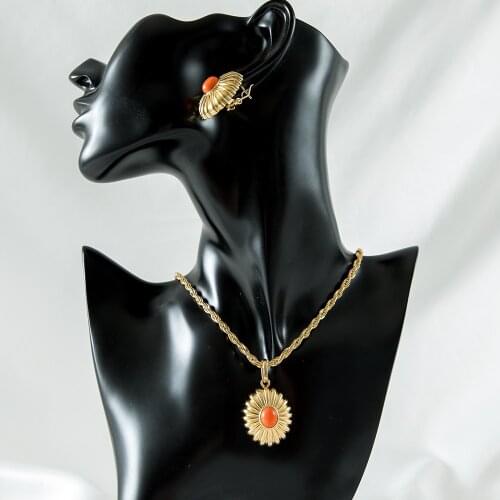 SUNNICE 2021 Earrings and Necklace Set Gold Simple Style As Wedding Gift European and American Style Jewelry Set