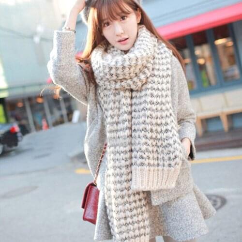 Wool Lady Scarf Winter Student Long Thick Men Scarves Warm Stripe Shawl Soft Elegant Fashion Style Unisex Bufandas 200*40 cm