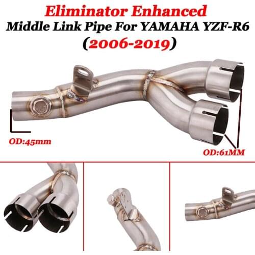 Slip On For Yamaha YZF-R6 R6 2006-2019 Motorcycle Exhaust System Escape Delete Catlyst Middle LInk Pipe Eliminator Enhanced tube