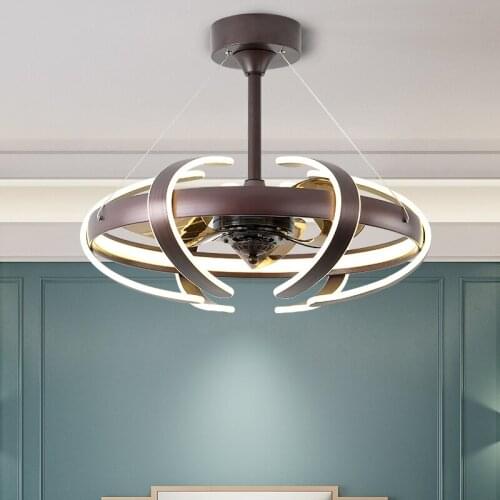 Modern led Celling Fan Lights Restaurant with Remote Control Living Room Lighting Fashion Invisible Frequency Conversion 220V