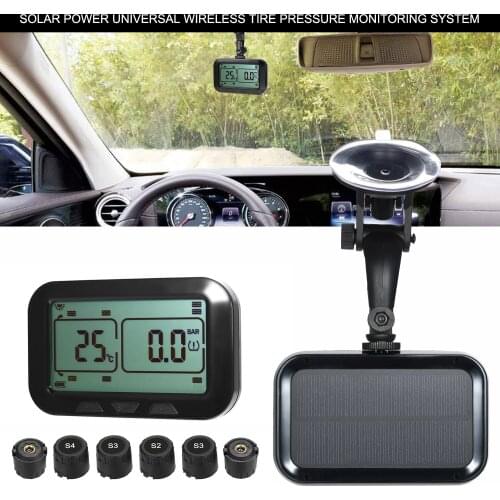 Solar Power Universal Wireless Tire Pressure Monitoring System + 6 Anti-Theft Sensors 0-18Bar Tires' Pressure & Temperature TPMS