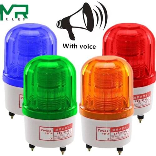 LTE-5101J Rotating rotary LED strobe Alarm Lamp light siren LED warning light belt voice 12V 24V 110V 220V