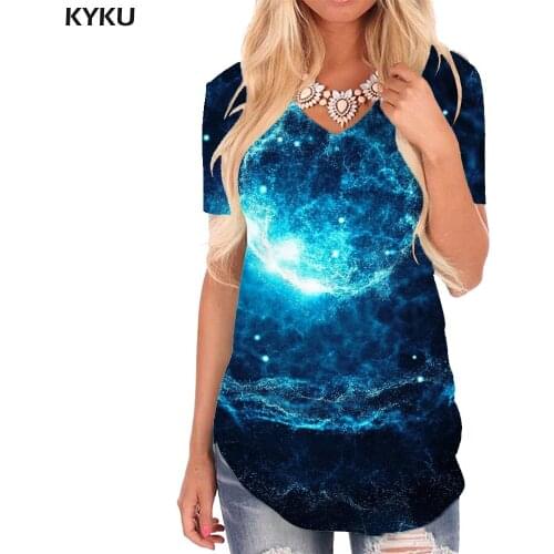 KYKU Dizziness T Shirt Women Colorful Tshirts Printed Psychedelic V-neck Tshirt Abstract Funny T shirts Womens Clothing Summer
