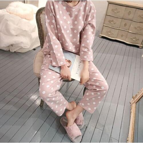 Womens Pajamas Sets Round Neck Cartoon Spring Printed Kawaii Totoro Cartoon Sleepwear Nighty Autumn Pajamas Female W1