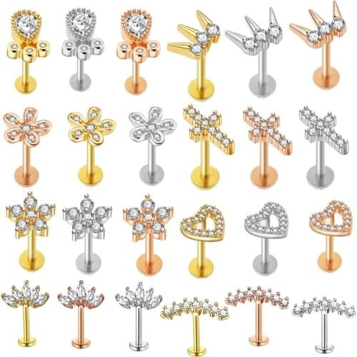 1pc 16G Tragus Helix Bar Steel Labret Lip Bar Rings Stud Cartilage Ear Piercing Body Jewelry Wholesale