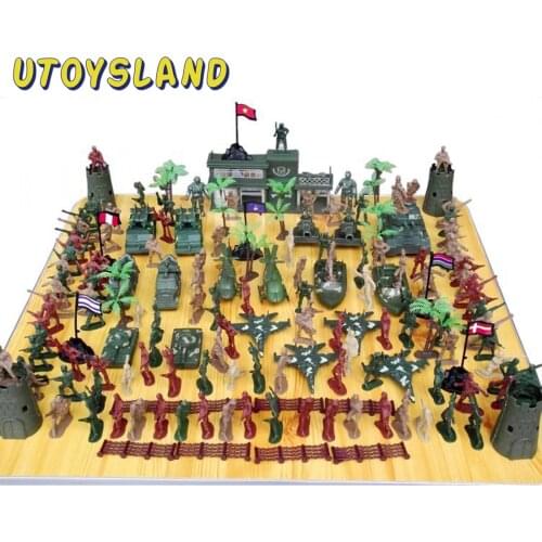 144Pcs 5cm Plastic Soldier Sand Table Scene Model World War II Soldier Military Toy Set for Children