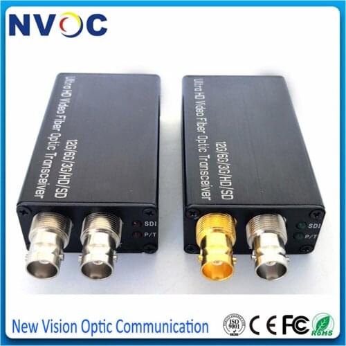 1Ch Mini 12G-SDI Fiber Transceiver with 1Ch RS485 or Tally and Loop out,10KM,12G SDI Video Converter Transmitter and Receiver
