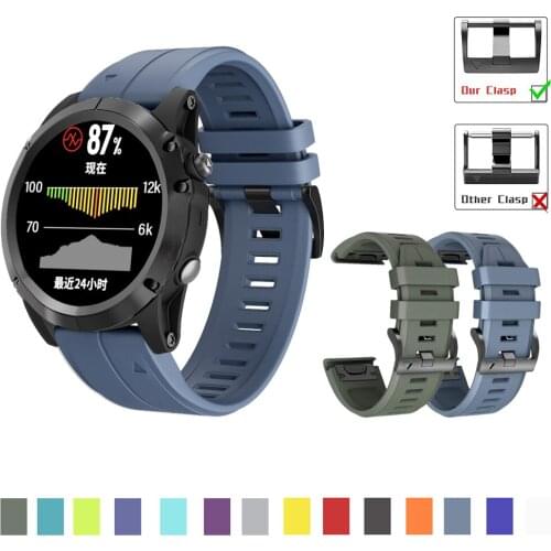 26 22MM Watchband Strap for Garmin Fenix 5 5X 3 3 HR Fenix 6X 6 6S S60 MK1 Watch Quick Release Silicone Easyfit Wrist Band Strap