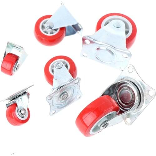 4pcs/set 1.5inch Furniture Casters Wheels Red Rubber Swivel Caster Roller Wheel Furniture Supplies