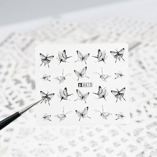 40 Sheets Water Transfer Nail Sticker Black Color Flower Series Nail Sticker DIY Decoration For Beauty Nail Tool