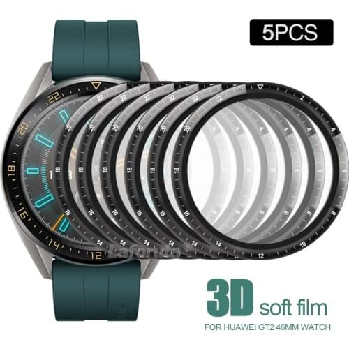 5pcs Screen Protector Not Glass For Huawei Watch GT 2 42mm 46mm Full Coverage 3D Soft Protecive Film Smart Watch Accessories