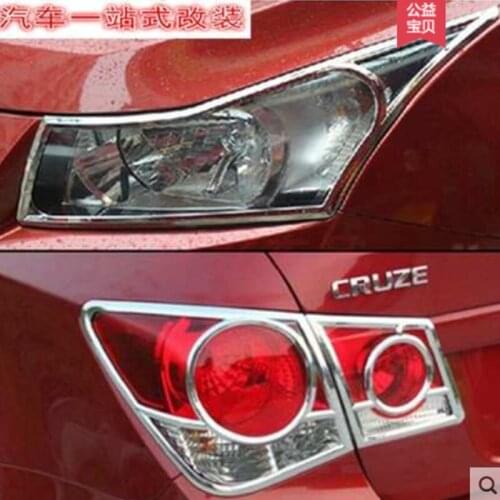 ABS Chrome Front Rear Trunk Headlight Tail Light Lamp Cover Trim Styling Garnish Bezel Molding For Chevrolet Cruze 2009-2014