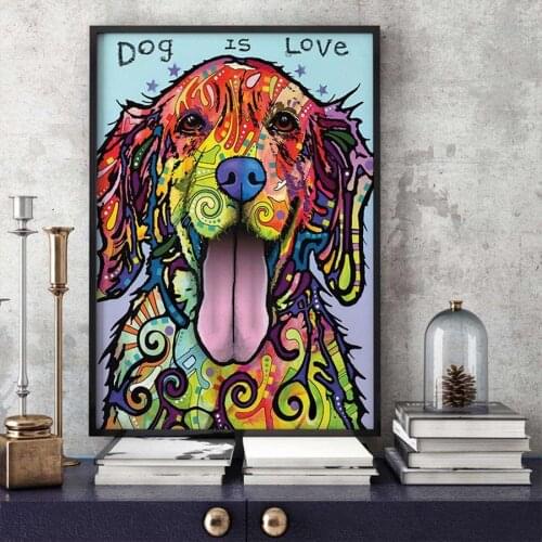 Abstract Oil Painting on Canvas Colorful Dog Pop Wall Art Picture Posters and Prints for Home Decoration Cuadros