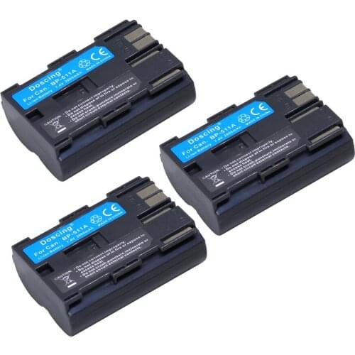 3P 7.4V 2000mA BP-511A BP-511 BP 511 511A Rechargeable Batteries For Canon 10D 20D 20Da 300D 30D 5D 60D Z1 BP-522 BP-508 Battery