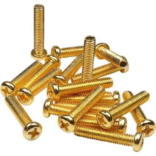 Musiclily Basic 4x20mm Metal Metric Thread Tele Bridge Pickup Mounting Screws, Gold (Set of 20)
