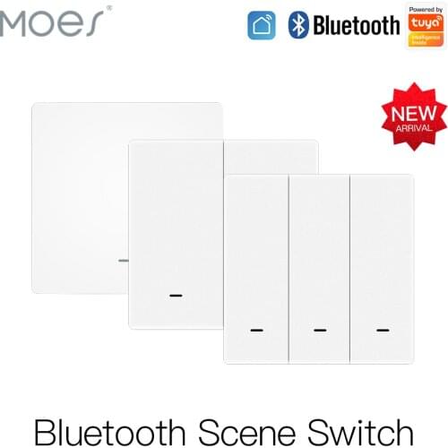 Moes Tuya Bluetooth Mesh Wireless Scene Switch Push Button Battery Powered Transmitter Scenario for Smart Devices Google