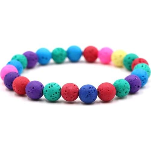 New Charm 8mm Color dream Natural stone bead Bracelets Bangle Black bead bracelet for Men&Women fashion DIY Trendy Jewelry gifts