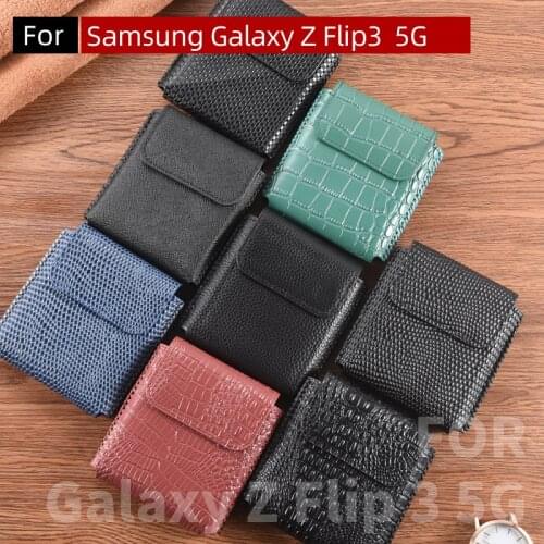 Genuine Leather Case Pouch New Case For Samsung Galaxy Z Flip 3 Case Pouch Bag For Galaxy Z Flip3 5G Case