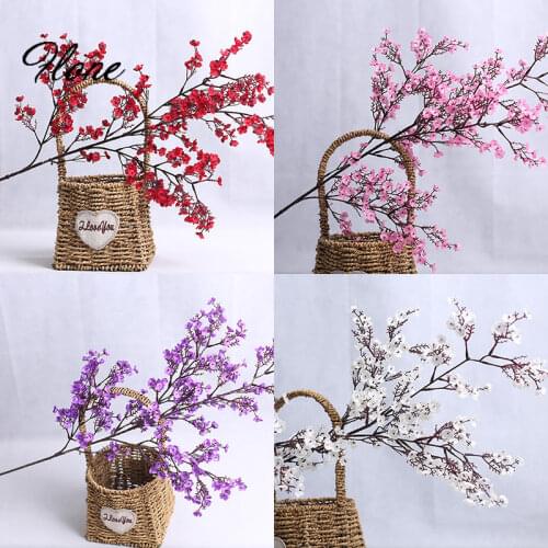 Flone Cherry Blossoms Artificial Flowers Babys Breath Gypsophila Fake Flowers DIY Wedding Decoration Home Bouquet Faux Flowers