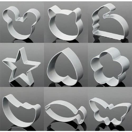 10Pcs/lot Aluminum Alloy Multi Shape Cookie Form Cutters DIY Baking Biscuit Pastry Moulds Cake Decorating Tools