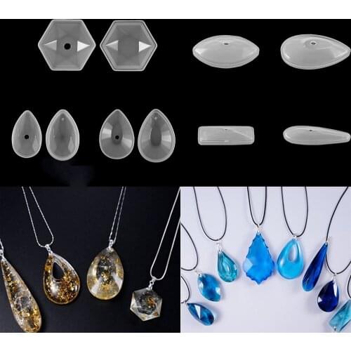 9 Style Geometric Shapes With Hole Epoxy UV Resin Mold Pendants Silicone Molds For DIY Crafts Jewelry Making Neckalce Accessorie