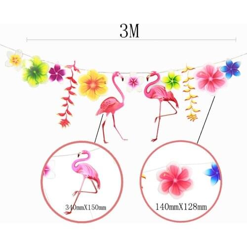 Hawaii Party Banner Flamingo Parti Hawaiian Pull Flag Turtle Leaf Tropic Forest Theme Garland Aloha Party Decor