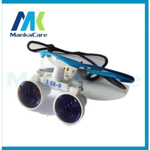 Good Quality 3.5X time Dental Surgical Binocular Loupes Magnifier Glasses 100% original surgical optical glass White and Blue