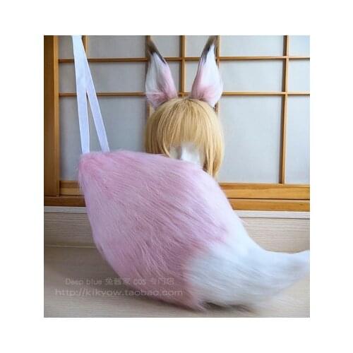 2020 Cosplay Simulation Plush Cat Ears With Tail Pink Costume Prop Party Halloween Anime BNA BRAND NEW ANIMAL Hiwatashi Nazuna