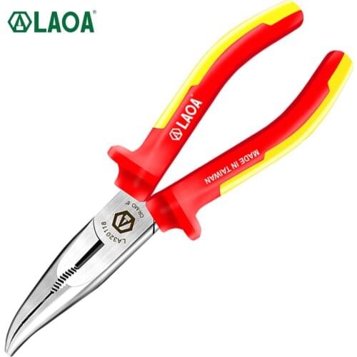 LAOA VDE Insulated Curved nose pliers Needle nose pliers Electricians pliers 1000V insulation German certification