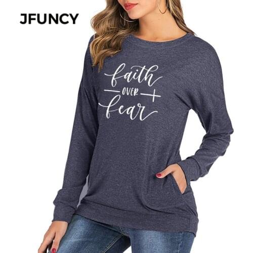 JFUNCY 2020 Autumn Women Long Sleeve T Shirt Loose Woman Tees Tops Plus Size Casual Lady Pullover Female T-shirts