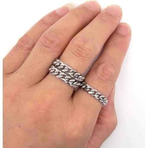 RINYIN Polished Stainless Steel Ring 5mm Silver Color for Punk Men Women Waterproof Hiphop Curb Cuban Jewelry Rock Dropshipping