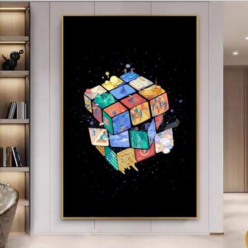 Rubiks Cube Graffiti Art Canvas Posters and Prints Street Wall Art Painting on The Wall Picture for Living Room Decor Cuadros