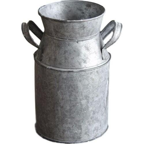 Flower Pot Iron Metal Planter Pot Round Bucket with Handle Daisy Pattern Vintage Plant Window Wedding Spring Home Decoration