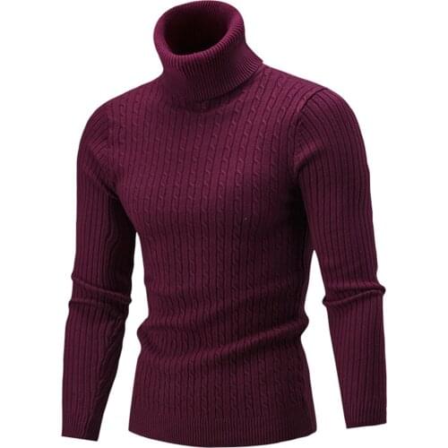 Men Solid Turtleneck Sweater Autumn and Winter Adults Long Sleeve High Collar Pullovers Male England Style Skinny Pullover M-3XL