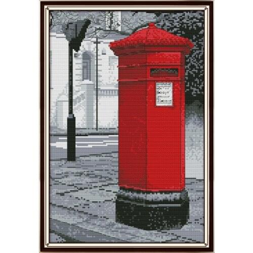 Mailbox cross stitch kit aida 14ct 11ct count print canvas cross stitches needlework embroidery DIY handmade