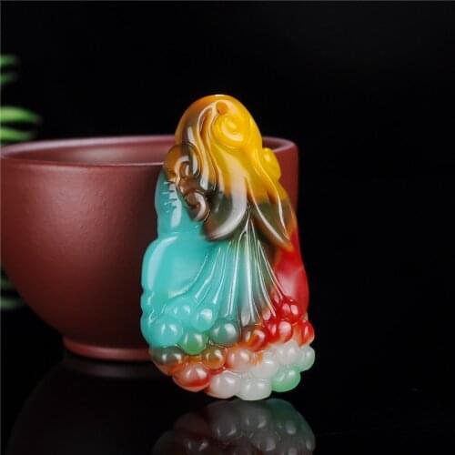 Natural Color Hetian Jade Stone Magnolia Pendant Necklace Chinese Jadeite Jewelry Charm Reiki Amulet Carved Gifts for Women Men