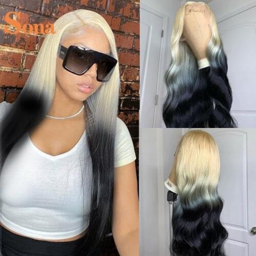 HD Transparent Lace Highlight Wig Ombre Honey Blonde Lace Front Human Hair Wigs Pre Plucked Colored Lace Frontal Wig For Women