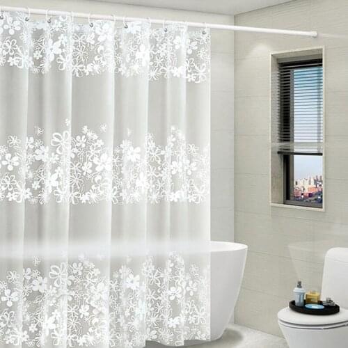 PEVA Waterproof Mildew Proof Shower Curtain Bathroom Hanging Curtain Floral Pattern Bathtub Bathing Cover Home Decor