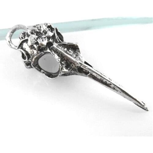 5Pcs Punk Charms Antique Silver Skull Bird Head Pointed Mouth Pendant Handmade Hanging Crafts Vintage Jewelry 11672