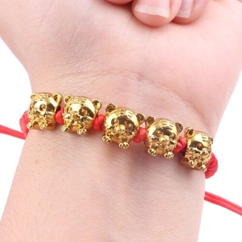 Chinese Zodiac Animal Charm Bracelet New Year Lucky Red Bracelet Lady Bracelet Tiger Pendant Adjustable Charm Bracelet R7RF