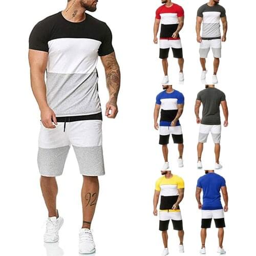 Casual O-Neck T-Shirts Shorts Mens Sets Solid Color Men Clothing Short Homme Summer Sweatshirts Tracksuit Men шорты мужские