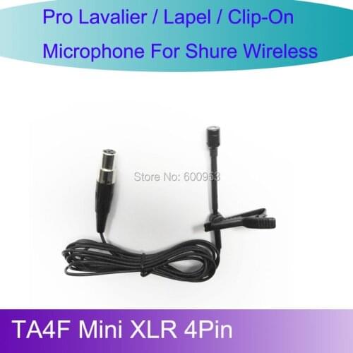 Pro MICWL L4P New Tie Lavalier Lapel Microphone for Shure Wireless belt pack TA4F Mini XLR 4Pin